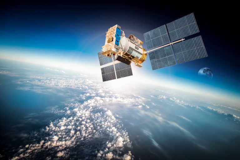 A satellite orbiting the atmosphere