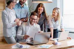 a businessman with team