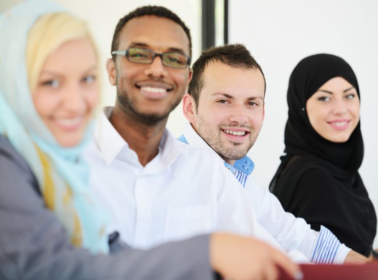 Employees of various cultures having a meeting