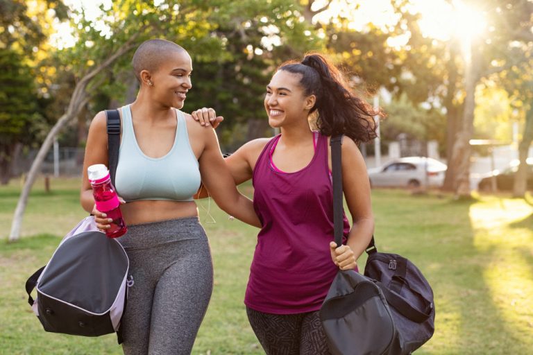 women going home after gym