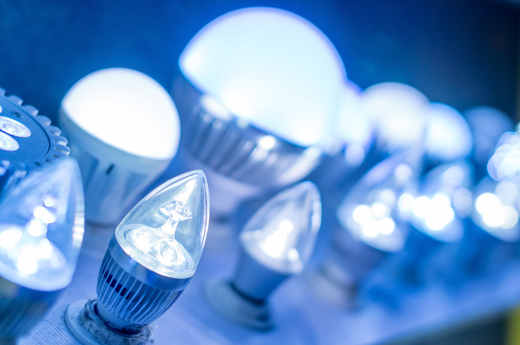 A row of LED bulbs