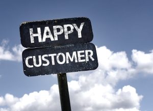 happy customer sign